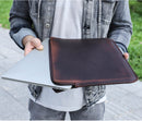 Retro Crazy Horse Leather Notebook Zipper Computer Bag - Gulf Trend