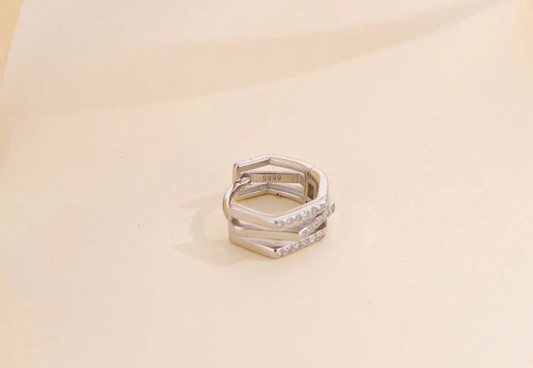 S999 Silver Fashion Simple Geometric Three-Ring Ear Clip